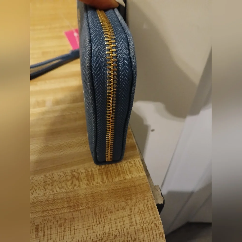 Betsey Johnson Denim W/Embroidered Flower Print Wallet/ Wristlet NWT - Picture 7 of 11